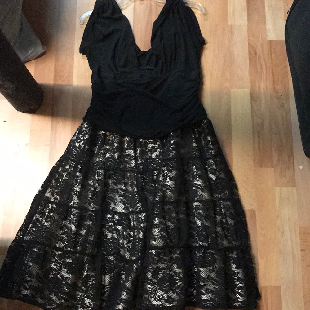 Black and Tan Lace Dress